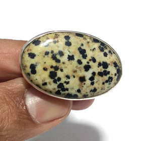 Anillo Bohemio Cuadrado de Plata de Ley 925 con Jaspe Dálmata Natural, Joyería Artesanal con Piedras Preciosas para Bodas y Moda - Product Image 5