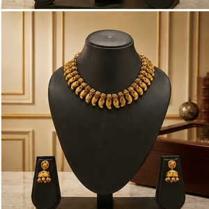 Traditional Gold-Plated Metal Pin Necklace Set Matching Earrings Handmade Irregular Shape Jewelry Wedding Decoration Gift - Product Image 4