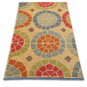 Alfombra de Yute Natural Tejida a Mano, Ecológica, Estilo Boho, Multicolor, Geométrica, Decorativa para Sala de Estar, Dormitorio y Hogar - Product Image 1