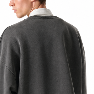 Sweat-shirt à capuche pour homme, coupe classique, couleur unie, en coton tricoté, décontracté, hiver, respirant, écologique, avec poche, 280g - Product Image 3