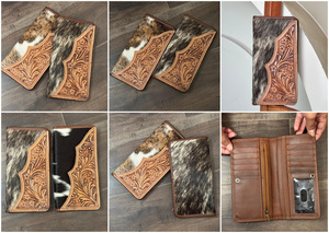 Best-seller Portefeuille à deux volets de grande capacité pour hommes en cuir repoussé à la main Portefeuille multifonctionnel en cuir de vachette véritable de haute qualité - Product Image 3