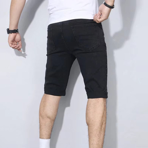 Wholesale Custom Mid Waist Regular Fit Casual Denim Shorts <b>Men</b> Solid Color High Quality Quick Dry Breathable Sale - Product Image 2