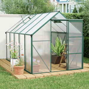 Serra da Giardino 6x10FT in Alluminio Rinforzato con Policarbonato, Base Rialzata e Ancoraggio, Verde, per Esterni (Senza Ritiro in Personale) - Product Image 2