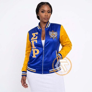 Chaqueta Universitaria Acolchada Bordada en Satén Personalizada de Sigma Gamma Rho, Tesoros Griegos, de Alta Calidad, Transpirable e Impermeable - Product Image 2