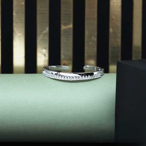 925 Silver Cuff <b>Bracelet</b> Princess Cut Crystal Rhodium Plated Minimalist Design Unisex Everyday Wear - Product Image 4