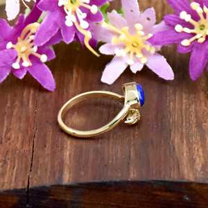 Bague Aile d'Ange en Lapis Lazuli Naturel, Plaqué Or 18 carats, Bague Fine Minimaliste, Bijou pour Amoureux des Animaux - Product Image 5