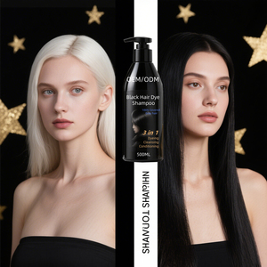 Champú tinte de cabello negro natural <span class=keywords><strong>para</strong></span> <span class=keywords><strong>hombres</strong></span> y mujeres sin amoníaco Color de cabello permanente Cobertura gris Fácil de usar en el hogar - Product Image 3