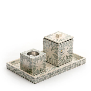 Ensemble brûleur de Bakhoor de luxe fait main, incrustation florale en nacre, écologique, style arabe religieux, le plus vendu 2026 KV NATURAL HOME KVMB - Product Image 2