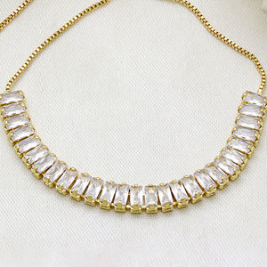 <b>Gold</b> Plated 925 Silver <b>Adjustable</b> Slide Rope <b>Bracelet</b> with Rectangular CZ Tennis Line Elegant Chain for Women Gift Wholesale - Product Image 1