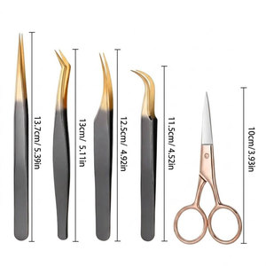 Ensemble de pinces à cils en acier inoxydable durables, pinces à cils de précision à prise parfaite, ciseaux pour la beauté des cils professionnelle - Product Image 1