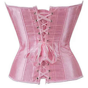 Pink Women's <b>Vintage</b> Leather <b>Corset</b> with Zipper Closure Waterproof Solid Color Outerwear Strapless Style - Product Image 4
