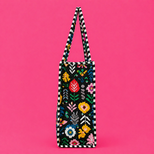 Quilted Jaipuri Bohemian Style Hand Block Print Tote <b>Bag</b> Zipper Closure 18 Inch All Seasons Use HappyKraft Women's <b>Beach</b> <b>Bag</b> - Product Image 4