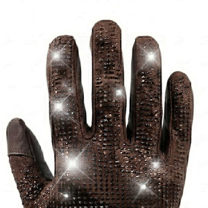 SPORTS Full Brown Rhinestone <b>Touch</b> <b>Screen</b> Wrist Length Breathable Polyester/Cotton Men's Football Receiver <b>Gloves</b> Sporty Style - Product Image 6