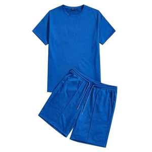Custom OEM Men Solid Sportswear Set T Shirt And Shorts Two Piece Breathable Quick Dry Fitness Gym Casual Summer Activewear - Product Image 1