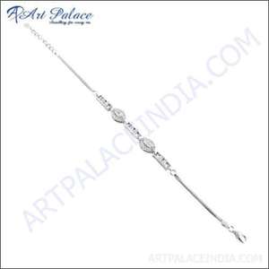 925 Silver Artisan Fine Charm <b>Bracelet</b> with <b>Adjustable</b> CZ Stones <b>Adjustable</b> Charm <b>Bracelet</b> with Cubic Zirconia Stones - Product Image 2