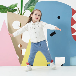 HIPPO KIDS Manteau en jean pour bébé, bleu et blanc, couleurs unies, veste en jean pour enfants - Product Image 3