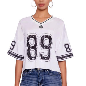 Maillot de football américain personnalisé pour femme en maille, coupe courte, respirant, en polyester, haut d'entraînement, vêtements de sport, approvisionnement en gros OEM - Product Image 3