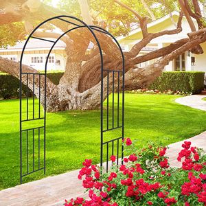 Arche de jardin en métal noir L42.24FT X L17.52FT X H85.82FT, support pour plantes grimpantes, treillis pour roses, clôture/porte extérieure - Product Image 2