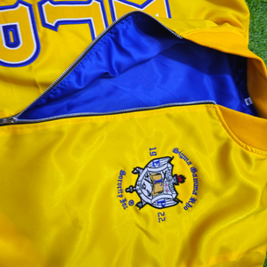 Top Selling Sorority Sigma Gamma Rho Zip Up Applique Embroidery Patches <b>Work</b> Silk Satin Divine Nine Organization Bomber Jackets - Product Image 4