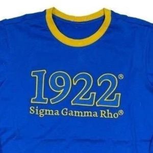 Camiseta de manga larga de sarga azul con letras de la hermandad griega Sigma Gamma Rho para mujer, cuello redondo, ropa universitaria personalizada, informal - Product Image 5