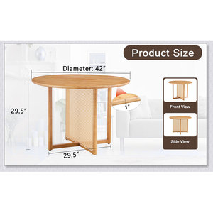 Chinese Countryside Retro Solid Wood Round Dining Table <b>Simple</b> Modern Imitation Rattan <b>Desk</b> for Modern Home Use - Product Image 2