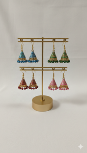 ต่างหู jhumki สำหรับผู้หญิงและเด็กผู้หญิง meenakari ทำมือหลากสี jhumka humjki ต่างหูสำหรับผู้หญิง - Product Image 3