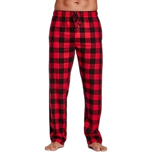 Elastic Waste <b>Men's</b> Straight-Fit Woven <b>Pajama</b> Pant Sleepwear <b>Flannel</b> Plaid <b>Pajamas</b> Knit Sleeping Walking Trouser - Product Image 5
