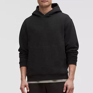 Sweat-shirt à capuche noir pour homme, coupe classique, en molleton de coton, couleur unie, avec poche, pour l'automne - Product Image 1