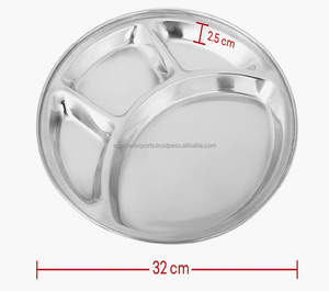 Assiette Thali en acier inoxydable abordable |   Assiette à dîner multi-compartiments pour l'école et la cantine |   Fournisseur indien - Product Image 6