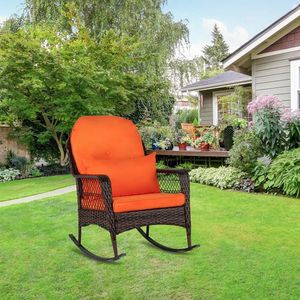 Sedia a dondolo singola in tessuto marrone sfumato per uso giardino - Product Image 6