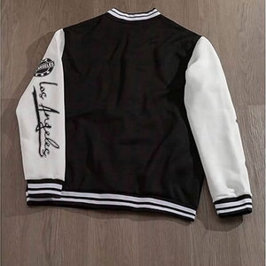 Chaqueta Varsity para hombre, con bloques de color, estampado gráfico de letras, manga larga, informal, estilo béisbol, retro, universitaria, con botones, estilo urbano - Product Image 3