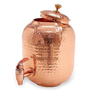 Distributeur d'eau en cuivre martelé pour l'extérieur, conteneur de boissons froides avec couvercle et robinet - Product Image 3