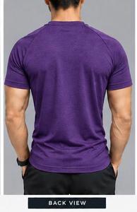 Camiseta Deportiva de Verano para Hombre, Color Morado Sólido, Cuello Redondo, Ecológica, con Serigrafía, de Secado Rápido, Tejida, 95% Algodón - Product Image 2
