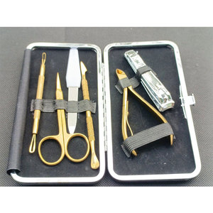 Kit de manucure et coupe-ongles de luxe, portable, 6 pièces/ensemble, en acier inoxydable, robuste, couleur or, étui/boîte pour adolescents - Product Image 3