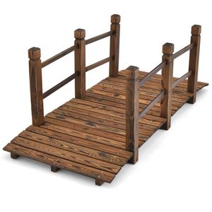 Ponte da Giardino in Legno di 1,5 Metri con Ringhiere di Sicurezza per Paesaggistica e Terrazze - Product Image 2