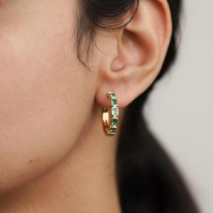 Pendientes de aro de diamantes cultivados en laboratorio de lujo, oro amarillo macizo de 14 quilates, joyería fina para boda, regalo de oro macizo para ella - Product Image 5