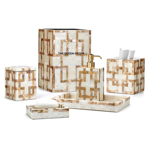 Creative Handcrafted <b>Set</b> of 6 Antique Copper Stainless Steel Metal <b>Bathroom</b> <b>Accessories</b> Square Shaped Antiqued Finish - Product Image 2