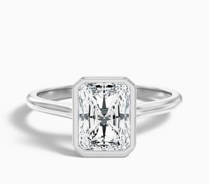 Radiant Cut Moissanite Wedding Party Engagement <b>Ring</b> <b>925</b> Sterling <b>Silver</b> White Gold Plated Dainty Minimalist <b>Ring</b> - Product Image 1