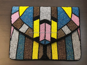 Pochette perlée à motif géométrique Sac à main de soirée personnalisé pour fête, mariage et mode Sac à main élégant - Product Image 5