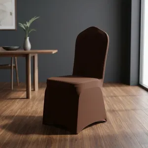 MKS INDIA Modern Simple Stretch Brown Spandex Plain Dyed Machine Washable <b>Chair</b> <b>Cover</b> <b>for</b> Banquet Wedding Party Event - Product Image 2