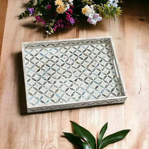 Bandeja Organizadora de Yute Natural con Mosaico de Madreperla, Decorativa para el Hogar - Product Image 2