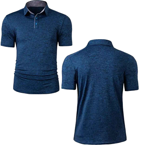 Men's Short Sleeve Knitted <b>Polo</b> <b>Shirt</b> Solid <b>Blue</b> Color Breathable Casual Design - Product Image 3