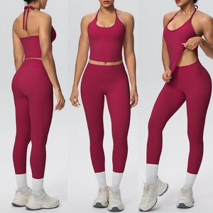 High Quality 2 Pieces Set Breathable Active Wears Quick Dry Yoga Set for Women Active Wear Gym Fitness Yoga Sets - Product Image 1