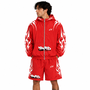 Vêtements de sport pour hommes, sweats à capuche et coupe-vent personnalisés avec logo gothique, ensemble veste et short, streetwear, fabrication OEM - Product Image 4