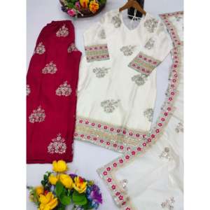 Ensemble de costume brodé magnifique pour femmes avec palazzo et dupatta - Product Image 3
