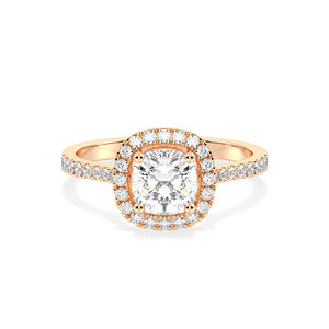 Bague halo en or 14 carats certifiée REYES IGI avec diamant de laboratoire HPHT CVD pour femme, solitaire, cadeau de fiançailles, mariage, bijoux fins - Product Image 2