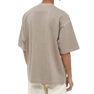 T-shirt graphique personnalisé avec poche et surpiqûres contrastées, col rond décontracté, coupe oversize, en tissu épais pour homme - Product Image 6