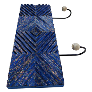 Porte-clés mural décoratif en bois sculpté, finition bleue élégante, fait main, en bois d'ingénierie - Product Image 5