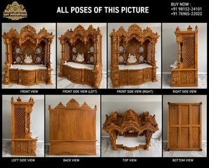 Buy Large Size Swami Narayan Altar for Home Buy Big Handcrafted Solid Wood Temple Pooja Room Manufacturers Wooden Mandir Sale - Product Image 6