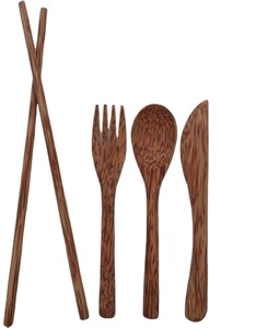 Factory dark color Wooden Coconut Spoon With Long Ring Handle for Serving Kitchenware Dinnerware <b>Utensils</b> Home party - Product Image 3